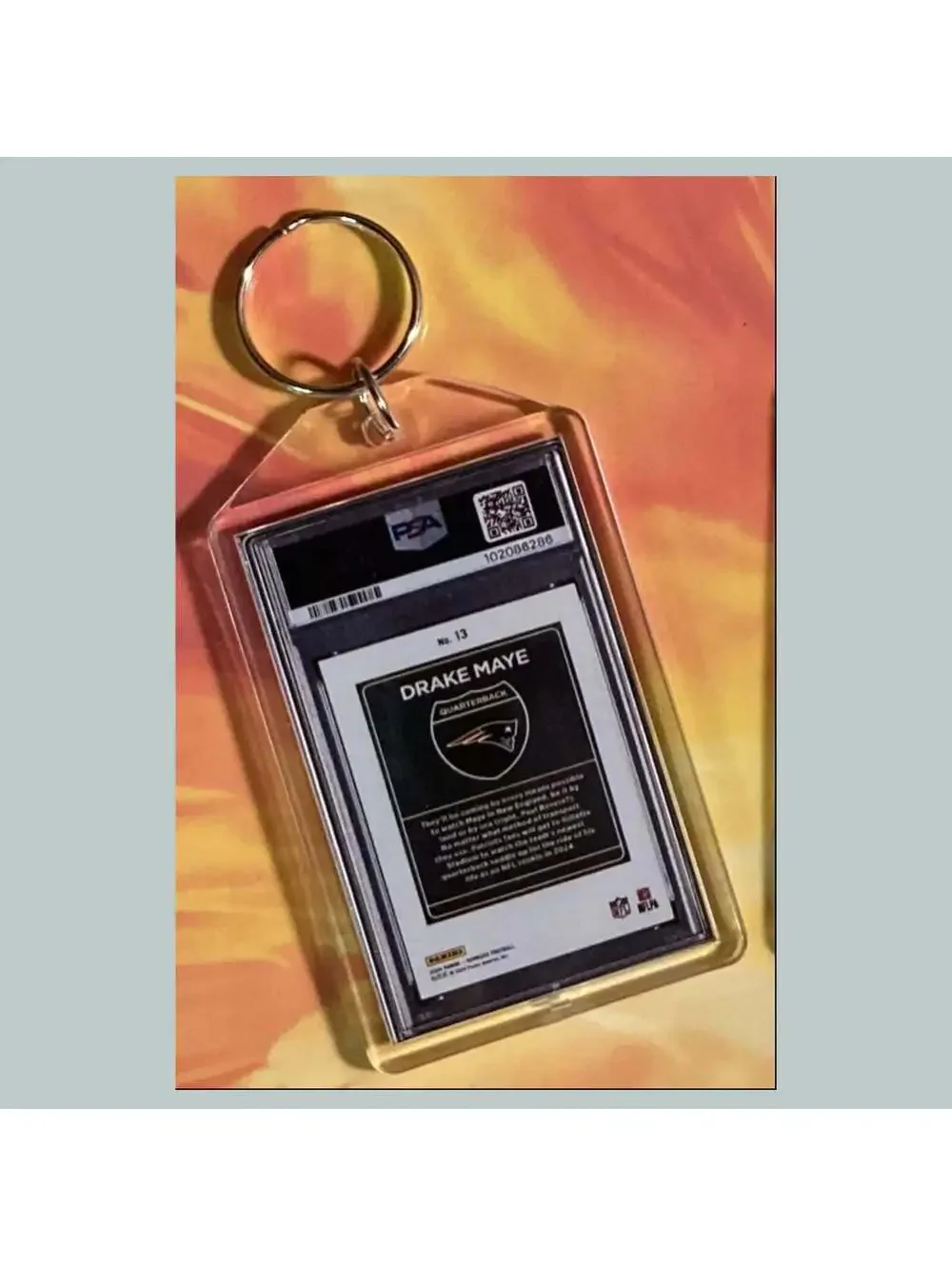 3716 Drake Maye 2024 Donruss Downtown Custom Hand Made Keychain